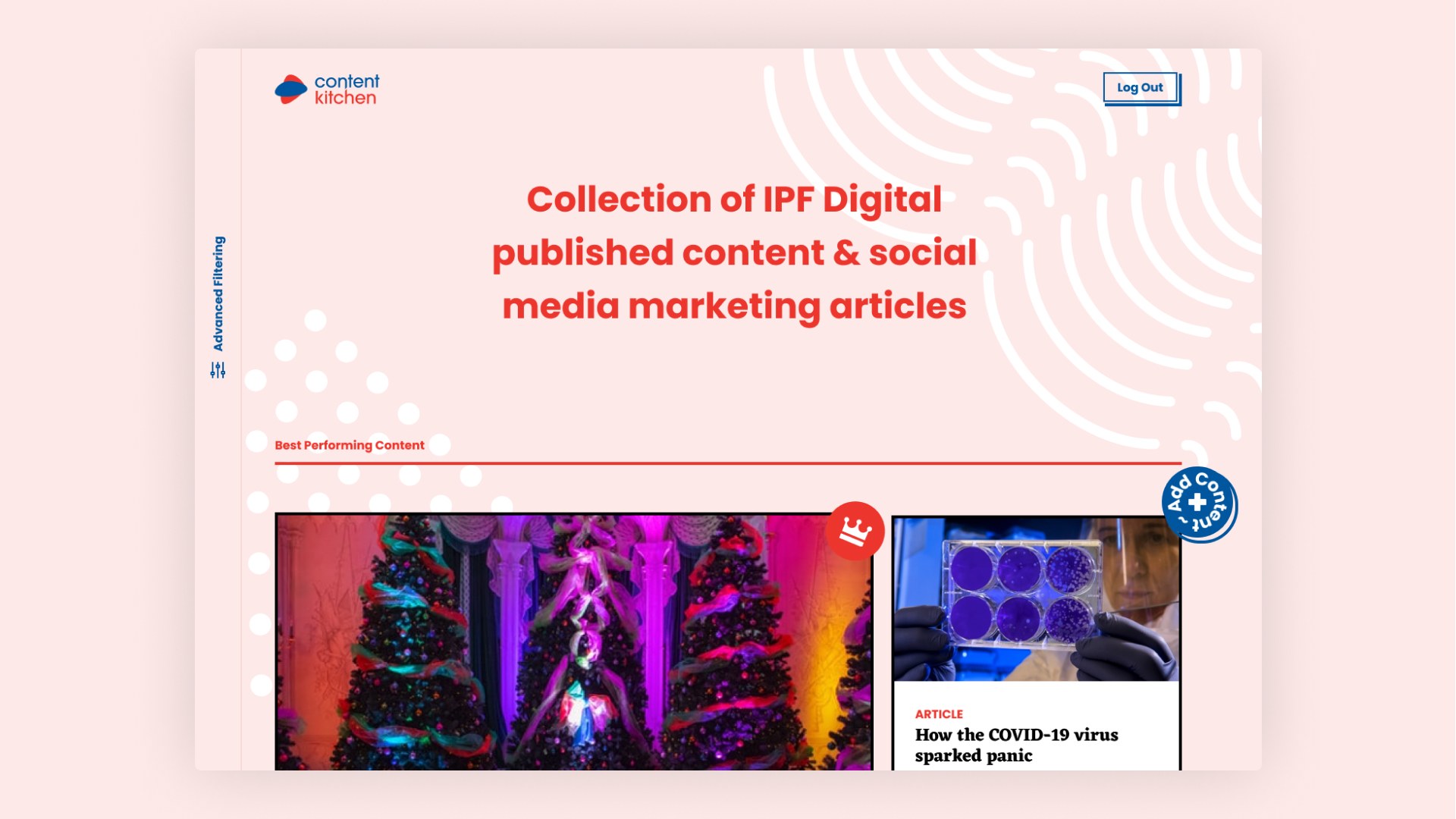 Contentkitchen Contentkitchen SaaS töölaua UI/UX disain