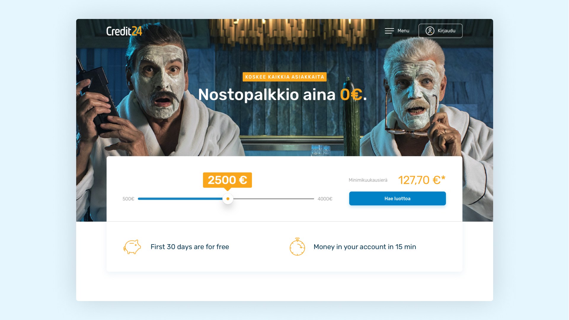 Credit24 Finland Credit24 Soome kodulehekülje disainikavand