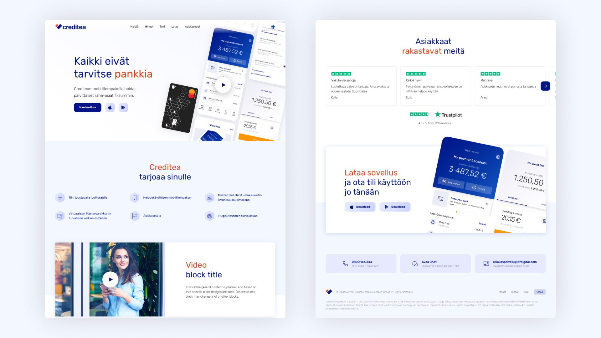 Creditea Creditea kodulehekülje kujunduskavand