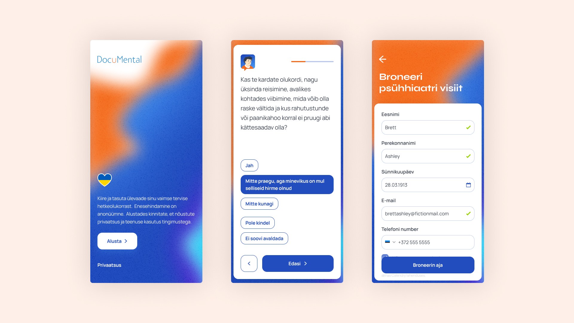 Documental Documental enesehindamis äppi UI/UX disain